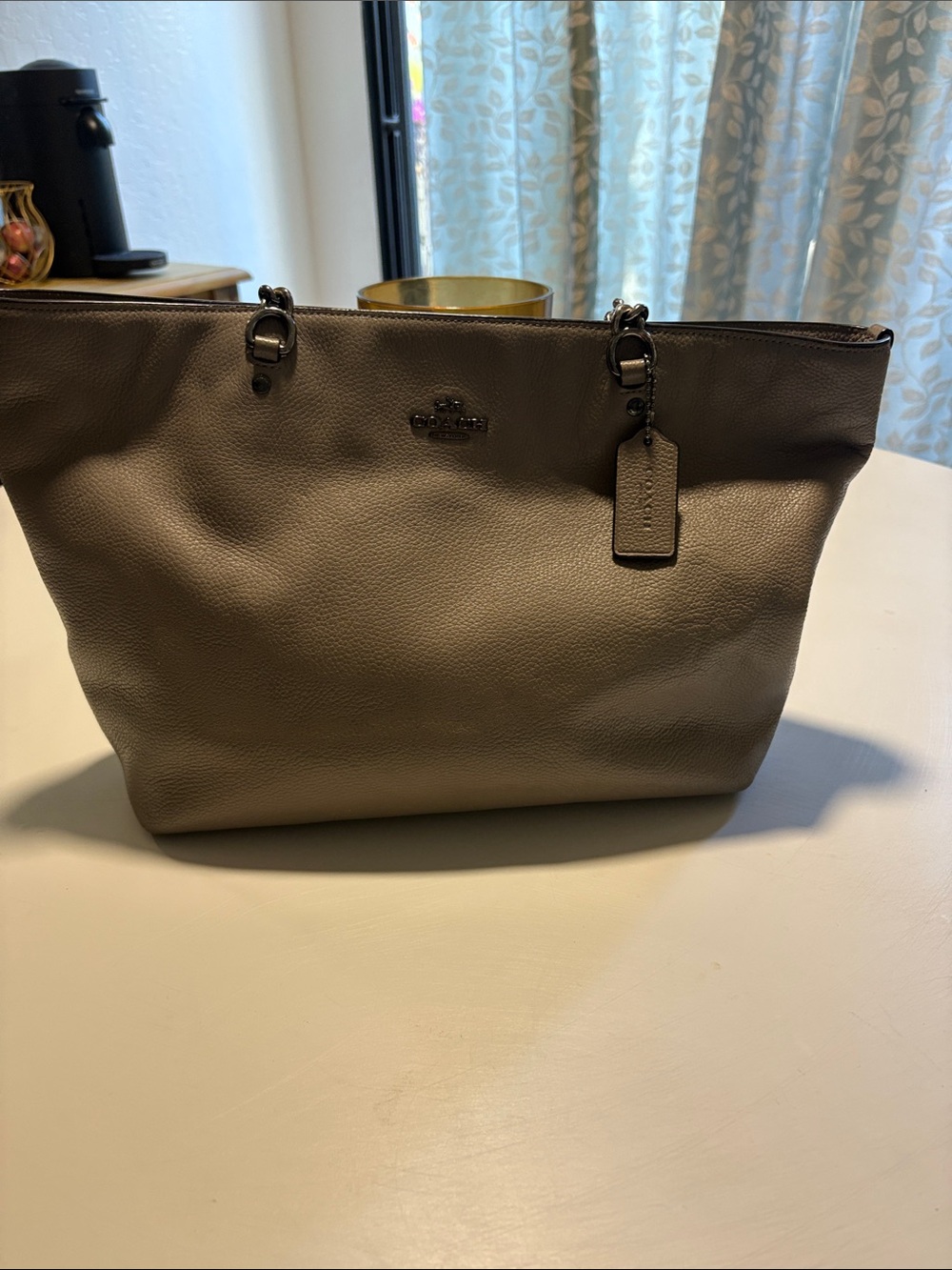 Coach Taupe Pebbled Leather Tote with Hang Tag